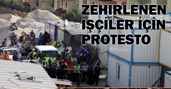 Zehirlenen işçiler için protesto