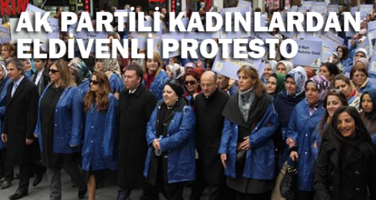 Ak Partili Kadınlar’dan eldivenli protesto