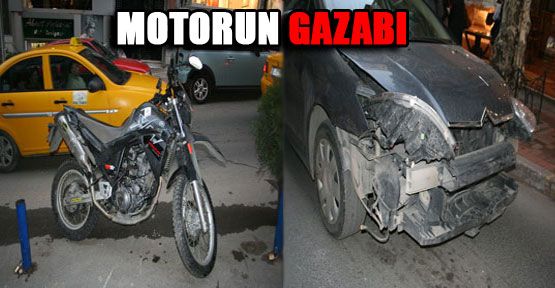 Motosiklet arabayı haşat etti!