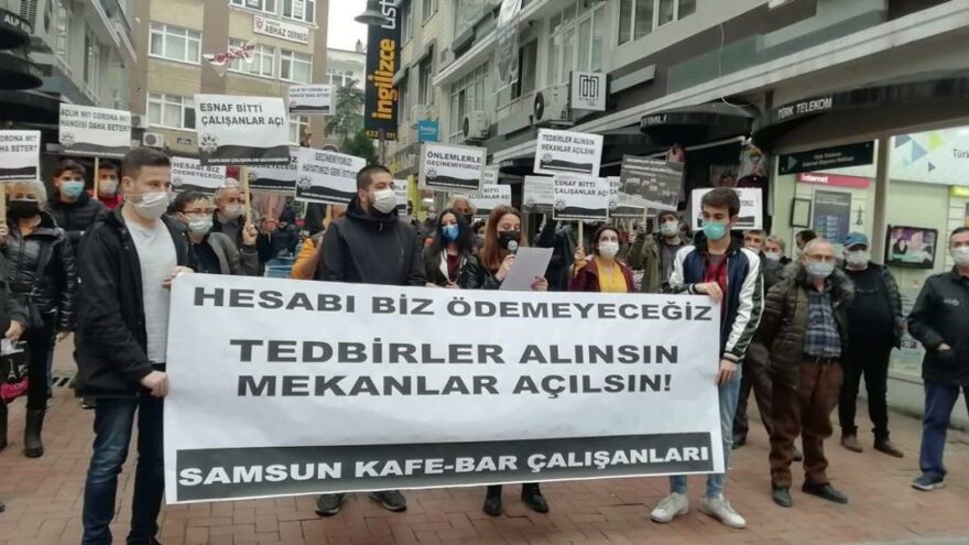 Kapanan işletmelerin sahipleri sokağa çıktı: İşyerleri açılsın