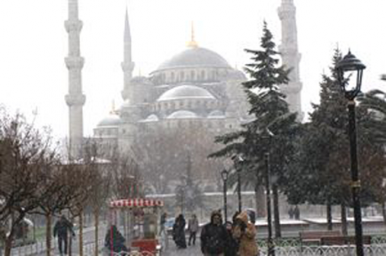 Tarihi yarımadadan kar manzaraları