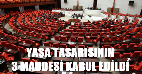 Yasa tasarısının 3 maddesi kabul edildi