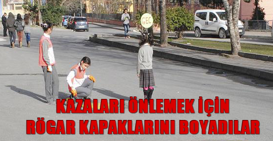 Kazaları önlemek için rögar kapaklarını boyadılar