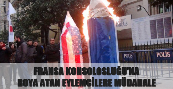 Fransa Konsolosluğu’na boya atan eylemcilere müdahale