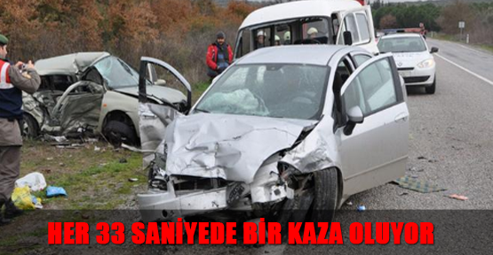 Her 33 saniyede bir kaza oluyor